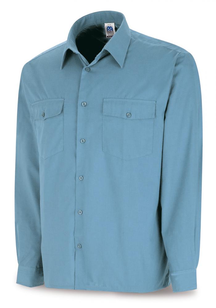 388-CCML Vestuario Laboral Camisas Camisa azul celeste poliéster/algodón 95 gr. Manga larga