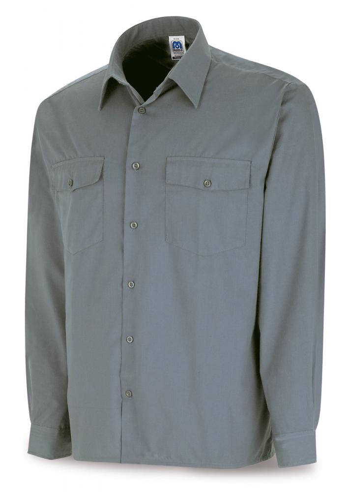 388-CGML Vestuario Laboral Camisas Camisa gris poliéster/algodón 95 gr. Manga larga