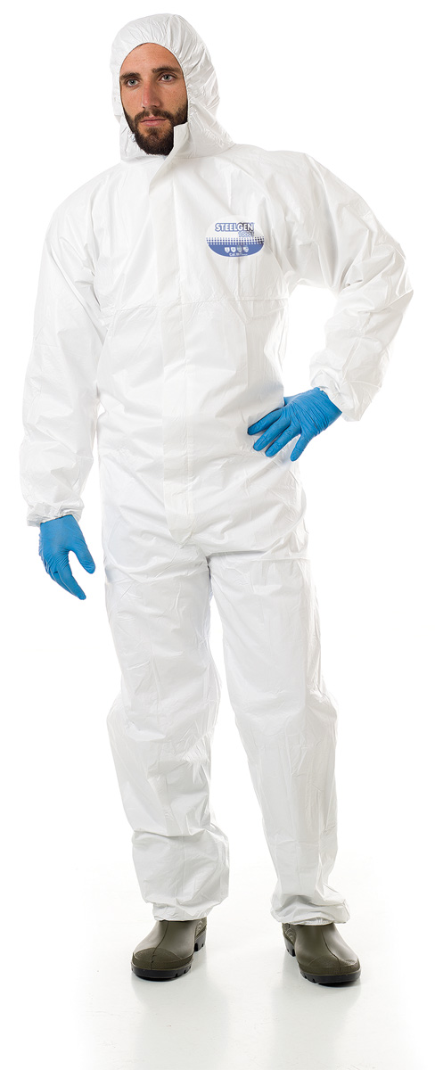 1188-B56T Disposable Clothing Chemical regulation STEELGEN 1000T
Disposable chemical risk diver type 5 and 6. Breathable. Antistatic (EN1149-5) and protection against radioactiveparticles (EN1073-2).
