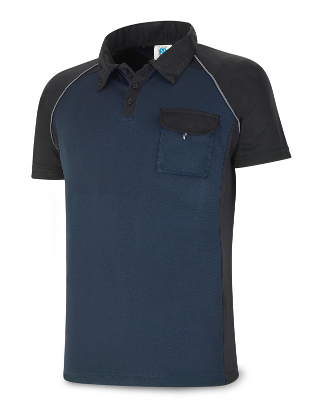 1288-POLAN Workwear Polos Short sleeve polo. Navy blue/black. 
