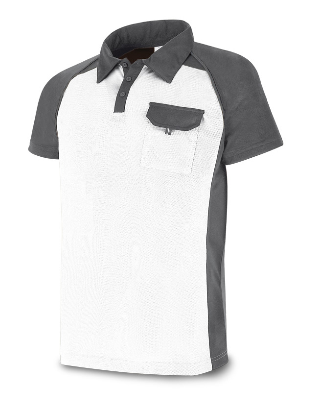 1288-POLBG Workwear Polos Short sleeve Polo. White/Grey