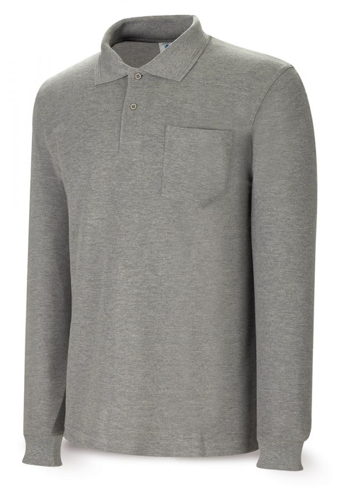 1288-POLGML Workwear Polos Long-sleeve shirt. 100% cotton. Grey. 220g.