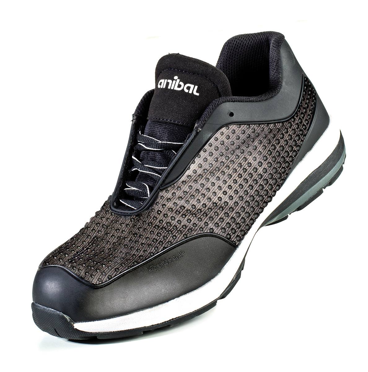 1688-ZPH Calzado de Seguridad Sporty Zapato mod. “OXILOS”. Zapato microfibra con tecnología Phantom de Alta Visibilidad en S1P. Suela de Poliuretano doble densidad SRC.