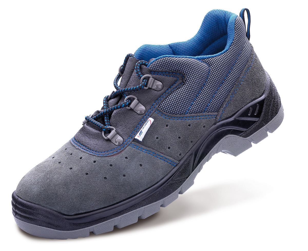 1688-ZS Safety Footwear Basic Line Mod. 'SCORPIO'.
S1P gray perforated split suede microfiber leather shoe with double density polyurethane sole.