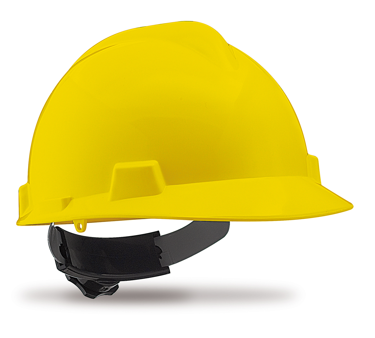2088-CR Y Head Protection Helmets Mod. 'ROLLER'. Roulette lock helmet and textile harness. Yellow