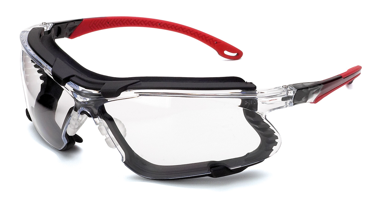2188-GLIC Eye Protection Universal mounted glasses LITIO SERIES Flexible temples, EVA inner foam (removable) and soft and non-slip rubber nose bridge.