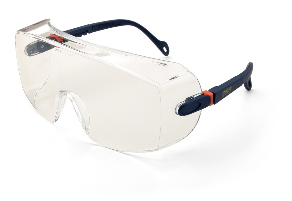 2188-GAC Eye Protection Universal mounted glasses Mod. “ARGON”. Colourness glasses with flexible temples.