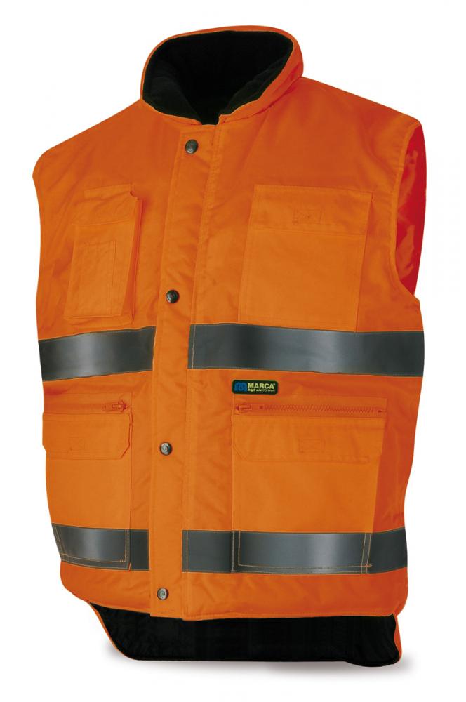 288-VMFN High visibility Jackets Multi-pocket vest. Orange.