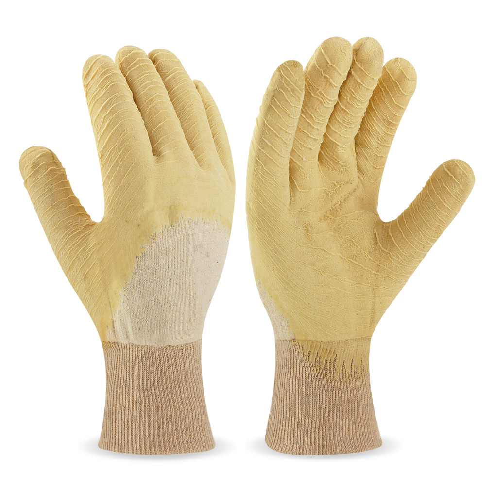 688-LT TOP Work Gloves Latex with support Breathable back. First-class latex glove with knitted cotton support, elastic cuff and inner lining.