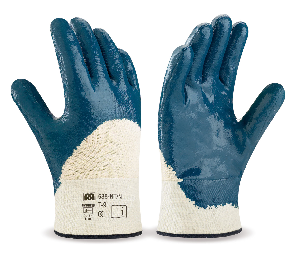 688-NT/N Work Gloves Nitrile With Support  Breathable back. Flexible Nitrile Glove with cotton support, rigid sleeve and inner lining.
