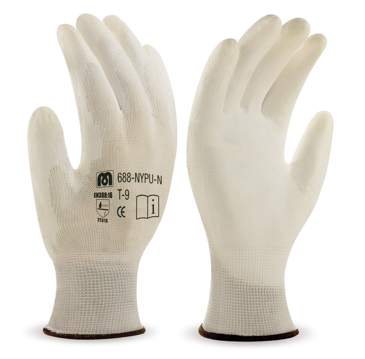 688-NYPU/N Gants de Travail Nylon Gant polyester sans coutures. Revêtement polyurethane sur la paume et les doigts