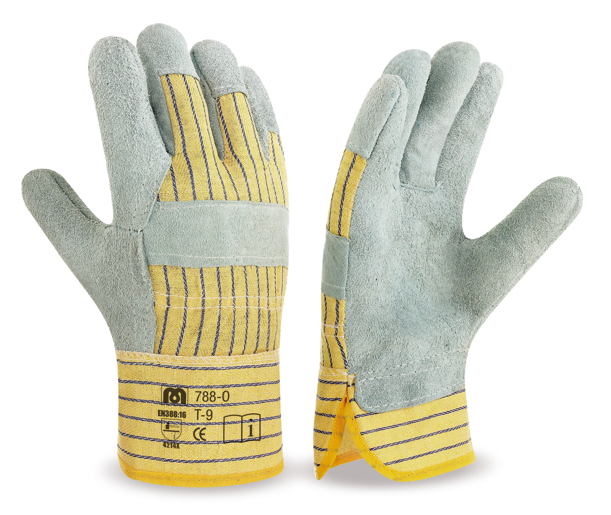 788-O Work Gloves American Leather and Canvas Mixed intermediate thickness leather glove.